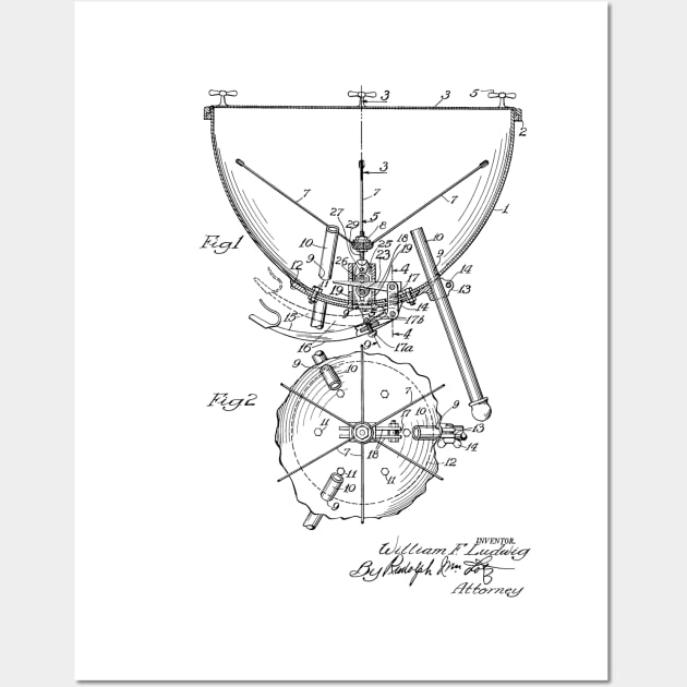 Kettle Drum and Timpani Vintage Patent Hand Drawing Wall Art by TheYoungDesigns